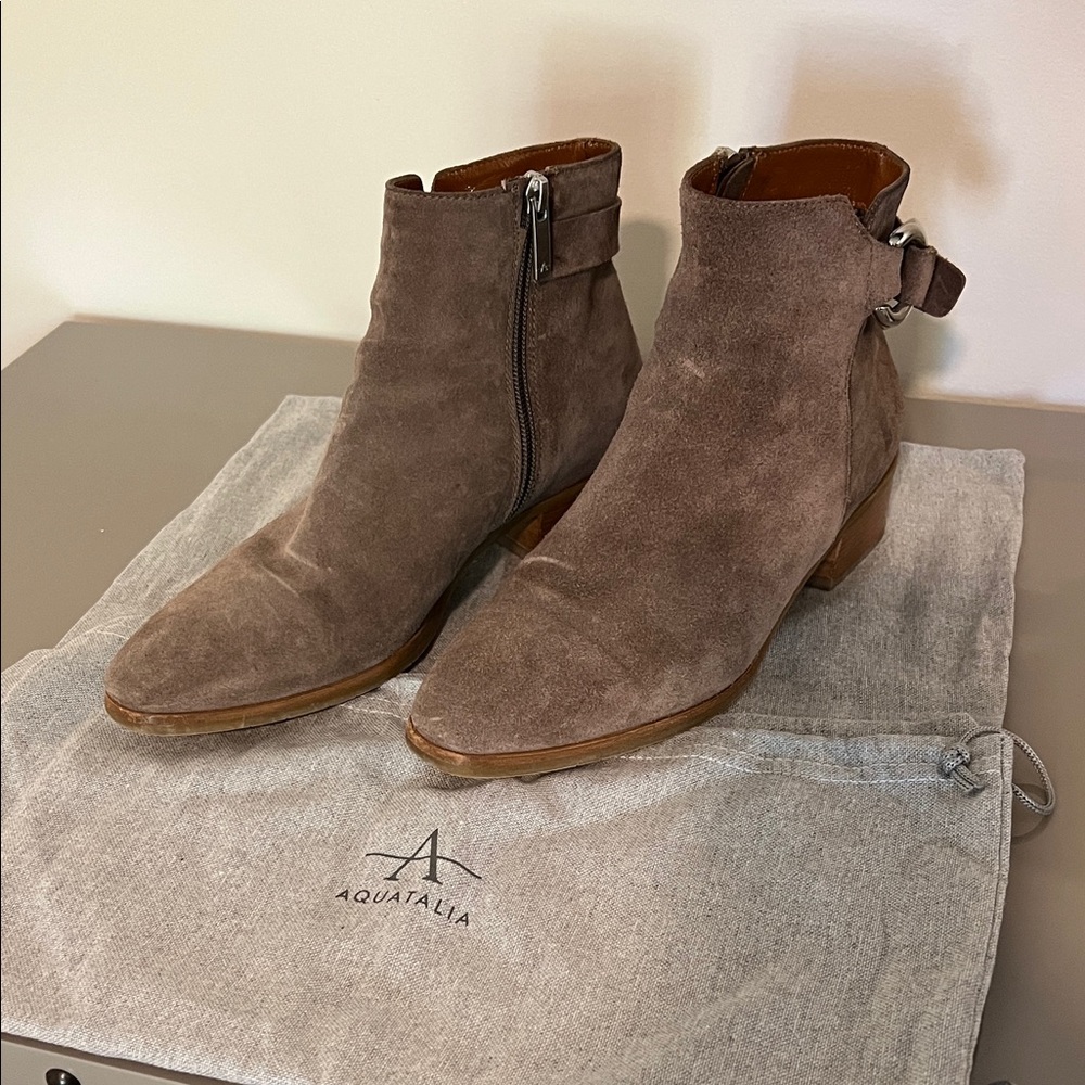 Aquatalia Taupe Suede Ankle Boots